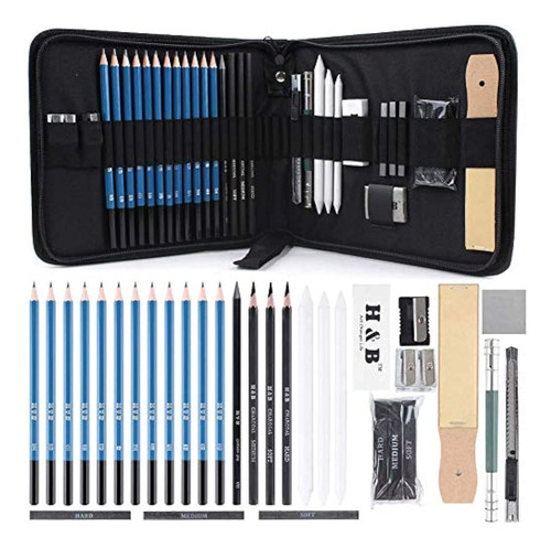 Kit De Arte Profesional De 33 Unidades Con Pinceles Cuaderno