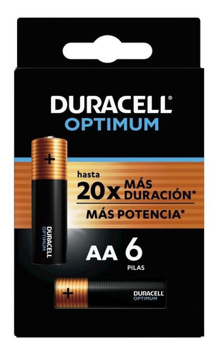 Pilas Aa Duracell Optimum alcalinas, mayor potencias C/6 Bat.erías