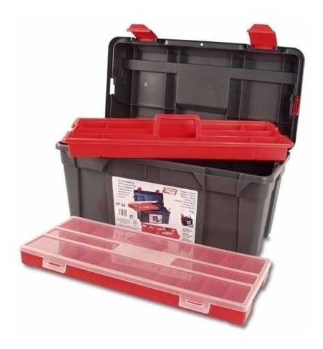 Imagen 1 de 1 de Caja de herramientas Tayg 34 de plástico 285mm x 508mm x 290mm negra y roja