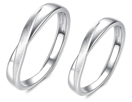 Anillos Plata 925 Ajustable Pareja Entrelazado Baño Oro