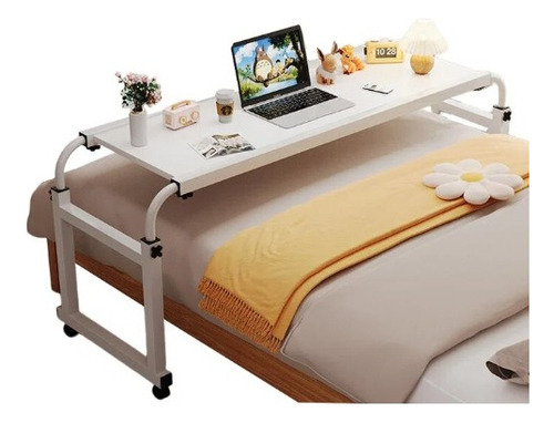 Mesa Estudio Escritorio Computadora Móvil Ajustable Color Blanco