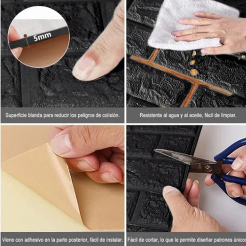 Adesivo De Parede 3d Preto, À Prova D'água, 10 Unidades