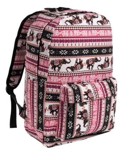 Mochila Bolso Morral Viaje Urbano Escolar Rosa Geométrico