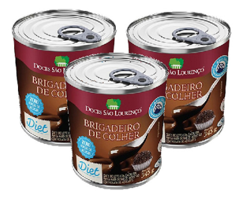 Imagem 1 de 1 de Kit 3 Brigadeiro De Colher Diet São Lourenço 345g