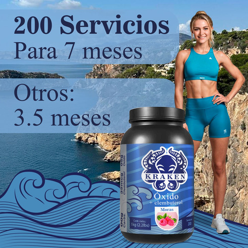 Óxido Nítrico + Clembu 1kg Pre Entreno Kraken 200 Servs Moras