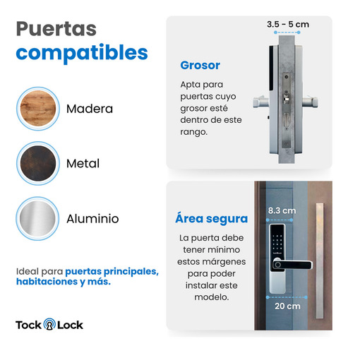 Cerradura Inteligente Chapa Digital De Seguridad Puerta Exterior Tlx20 Tl Plata / Negro