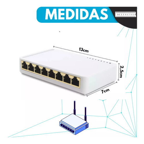 Switch Rj45 Lan Gigabit 8 Portas 1000 Mbps Bivolt Para Pc