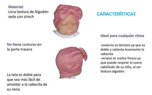 6 Gorros Turbantes Para Bebés Niñas, Algodón Seda, Headwraps
