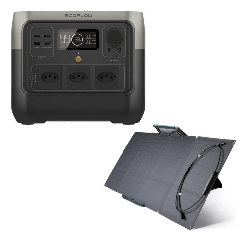 Kit Gerador de Energia Ecoflow River 2 Pro 127v BR inclui Painel Solar 110w Portátil