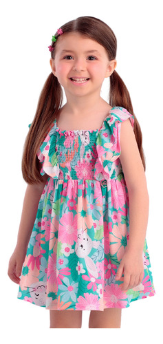 Vestido Infantil Flower Bunny Mon Sucré Colorido 22090 B.e.