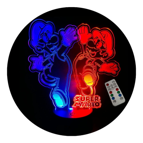 Super Mario - Lampara Led 3d Dual Color Control Remoto! Wow!