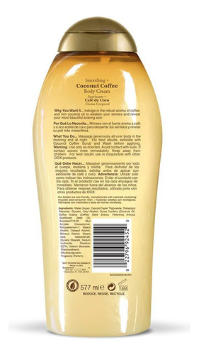 Crema Corporal Suavizante De Coco Y Café 577 Ml Ideal Piel