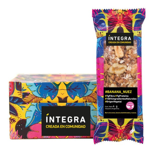 Barra De Cereal Integra Banana Y Nuez 42g Proteinas + Fibras