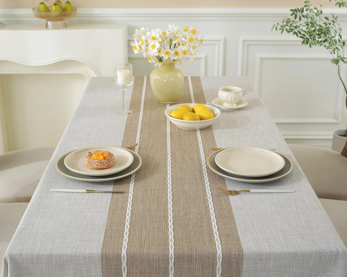 Mantel Lavable De Algodón Y Lino Antiarrugas De Borlas Bordadas De Estilo Nórdico
