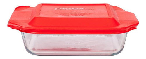 Plato Cuadrado Para Hornear Pyrex 8 Pulgadas Con Tapa Roja Blanco