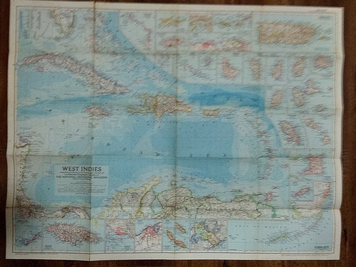 Mapa Antiguo West Indies National Geographic Suplemento