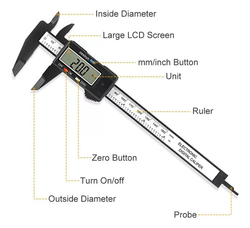 Calibrador Vernier Digital Pie De Rey 6 Precisión 0.01mm