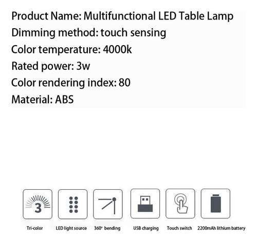 Lámpara Flexible Recargable Usb Escritorio Estudio Dibujo