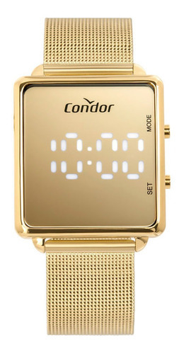 Relógio Condor Feminino Digital Led Comd1202af/4d Espelhado Cor da correia Dourado Cor do bisel Dourado Cor do fundo Dourado