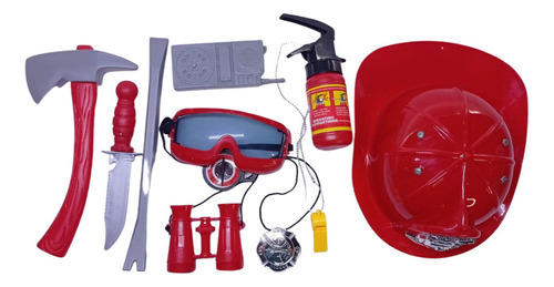 Kit Bombeiro Infantil 11 Peças + Caminhao Bombeiro