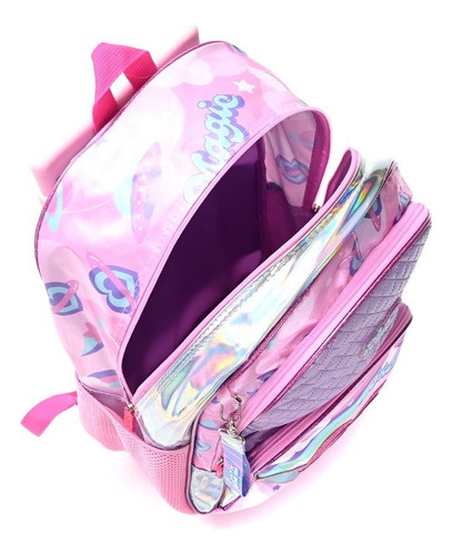 Mochila Carro Corazon Alma Magic 18 P Skora Sharif Express Color Lila Y Rosa