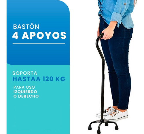 Bastón De 4 Apoyos Altura Ajustable | Aluminio | Sc-8423