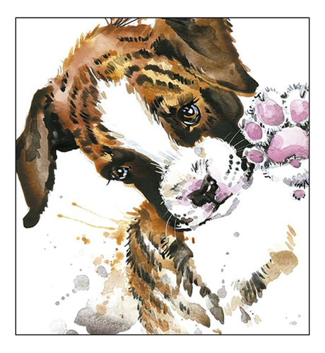 Vinilo 20x20cm Animal Perro Tierno Acuarela Huella Pata