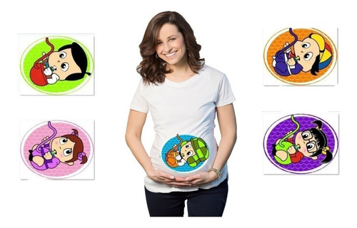 Bata Materna Bebe Camiseta Blanca Superheroes Baby Shower