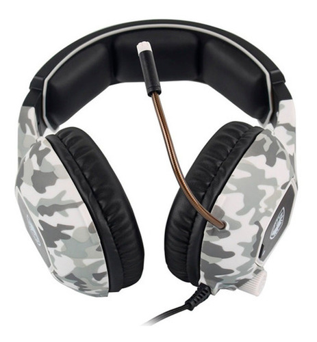Imagen 3 de 10 de Auriculares Gamer Sades Sa818 White Camouflage Con Microfono