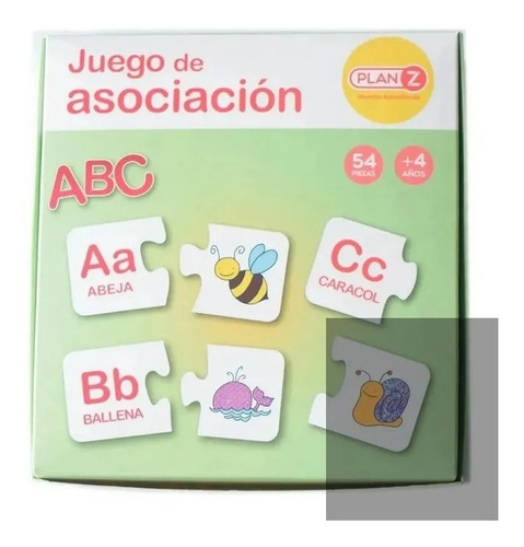 Juego Asociación Abecedario Didactico Caja Cartón 54 Piezas