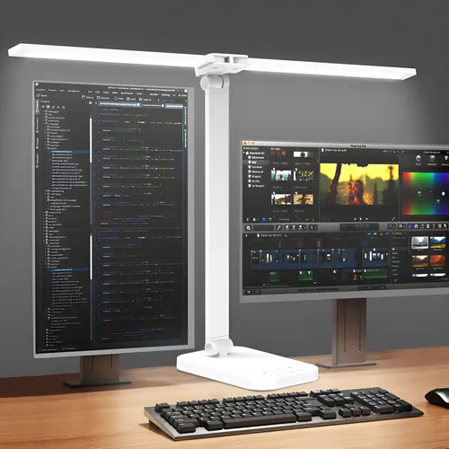 Luminária de Mesa LED de Dupla Cabeça para Leitura e Estudo, com ...