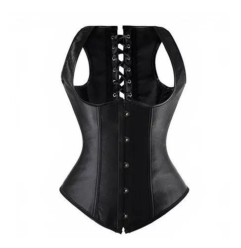 Corpete Corset Corselet Underbust Alça Couro Pu Preto M665 - Fantasy  Shopping Brasil - Corpete - Magazine Luiza