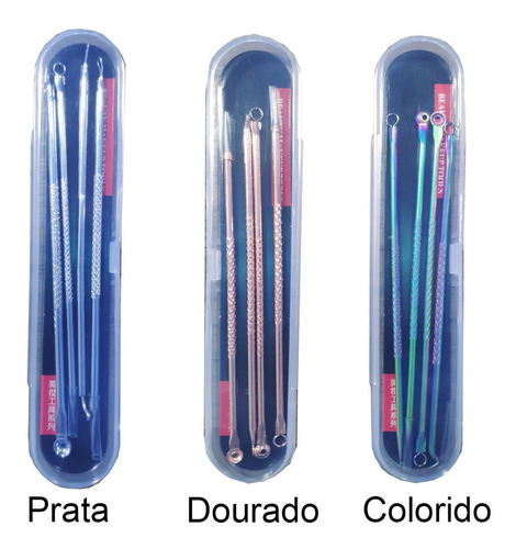 Imagem 5 de 5 de Extrator De Cravo Espinha Profissional Em Inox 4 Peças