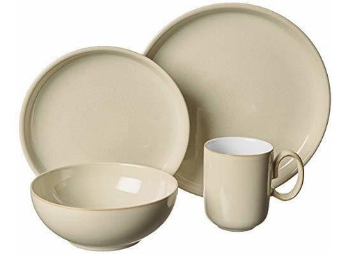 Set De Vajilla 4 Piezas Denby Color Crema Diseño Clásico