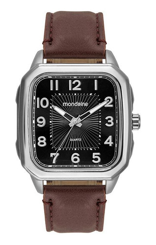 Relógio Mondaine Masculino Prata Preto Couro 32564g0mvnh3