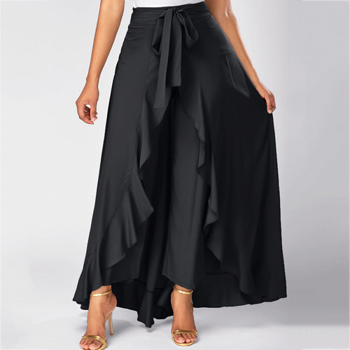 Falda Casual Hakama Tipo B Para Mujer, Con Lazo Irregular En