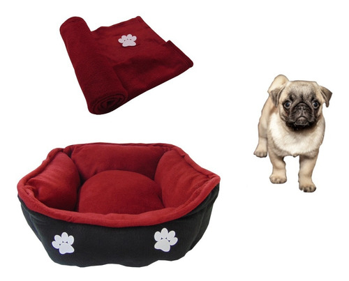 Cama Mediana Doble Faz Para Mascota + Cobija Térmica