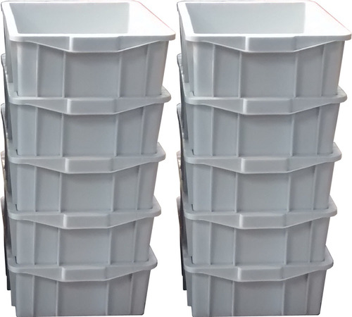 Kit 5 Caixas Plastica Branca 15 Litros Sem Tampa Caixa 1012