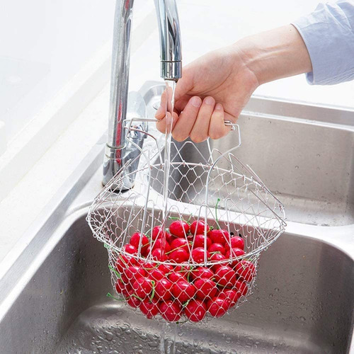 Cesta Plegable De Acero Inoxidable Para Freir A Vapor, Cesta