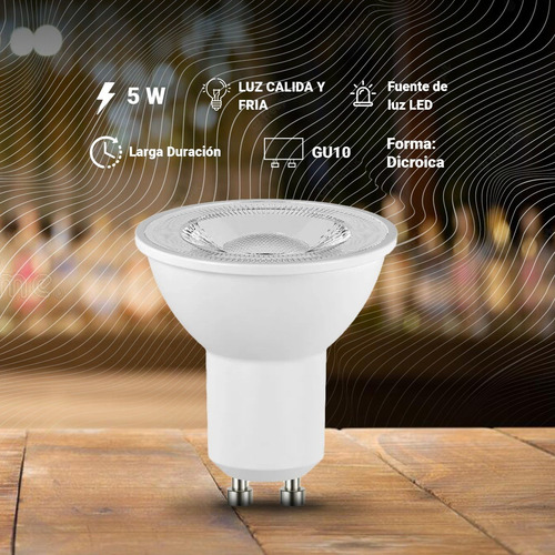 Imagen 2 de 10 de Pack X10 Led Dicroica Gu10 5w 6000k 3500k Fria Calida 220v