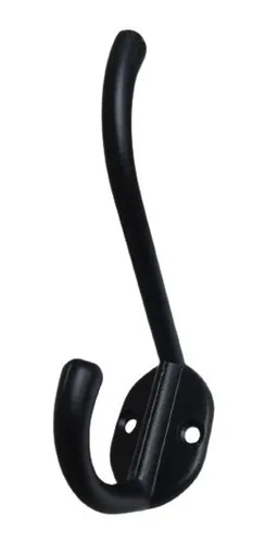 Gancho Perchero Percha De Pared Dobles Negro Metal X 5