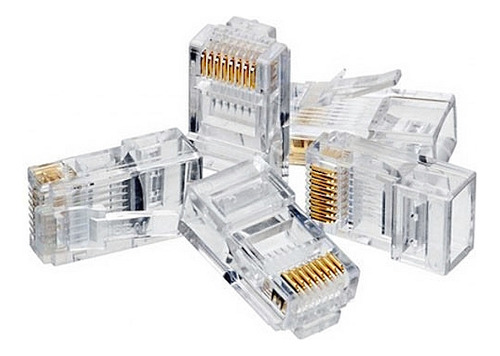 Pacote 100 Conectores Rj45 Plug Para Cabo Rede Cat5e It Blue