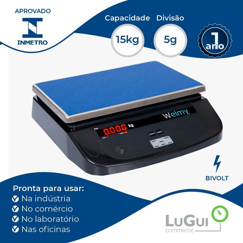 Balança Eletrônica Pesadora W15 Led 15 Kg 5g Inmetro Welmy