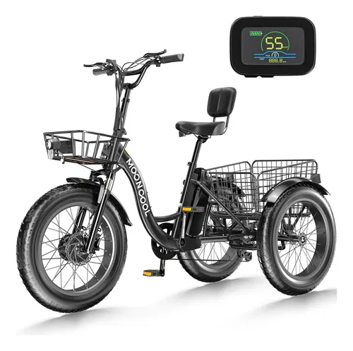Triciclo Para Adultos De 20 Pulgadas RUETERY, Sillín Y Manillar Ajustables, Con Cesta Grande Y Asiento Para Niño, Ideal Para Compras Y Paseos
