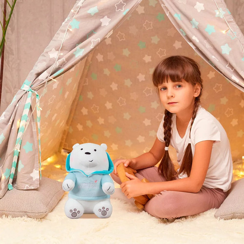 J Peluche De Oso Escandaloso Polar Con Sudadera Azul, Miniso