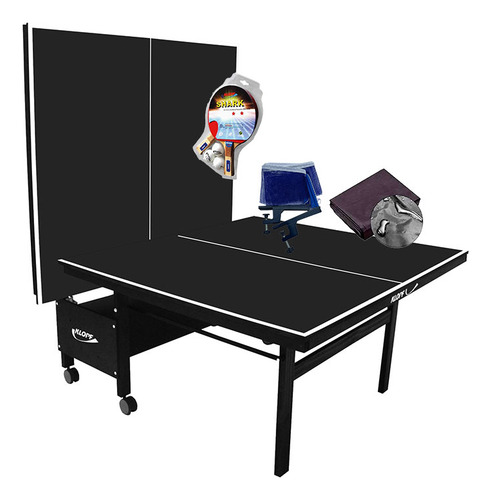 Mesa Ping Pong Mdf 18mm 1084 Preta Klopf + Kit Completo 5094 Cor Preto