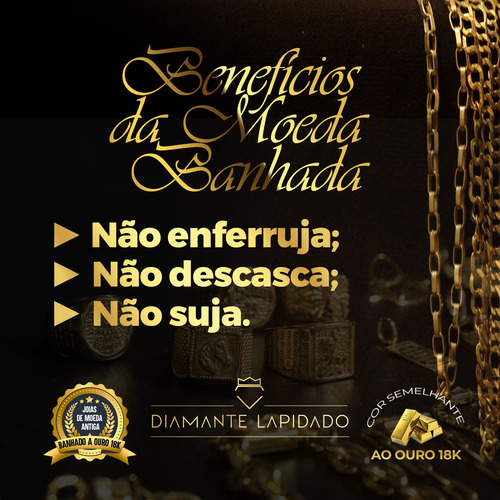 Pulseira De Moeda Antiga Banhada A Ouro 18k Elo Juntinho 6mm