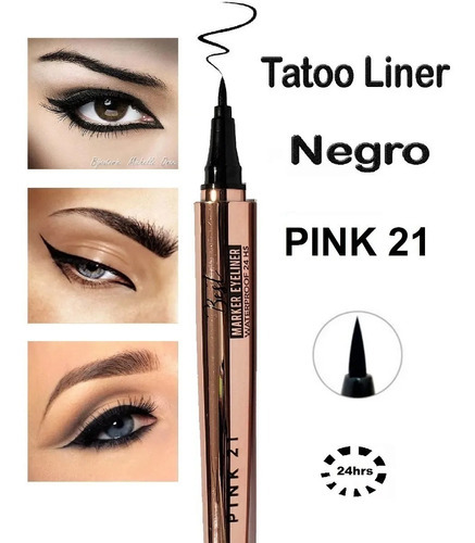 Delineador De Ojos Fibra Negro Best Marker Pink 21