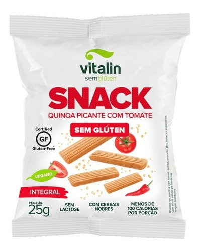 Biscoito Snack Quinoa Picante Com Tomate Vegano Vitalin 25gr