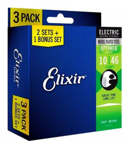 Kit Encordoamento Guitarra Elixir 0.10 Leve 3 Pague 2